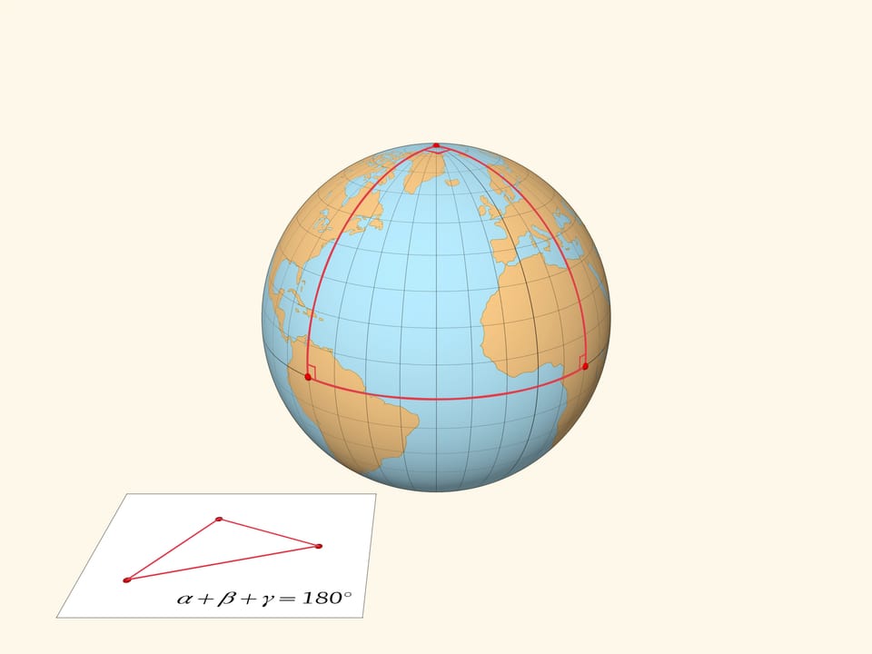 Сумма углов сферического треугольника