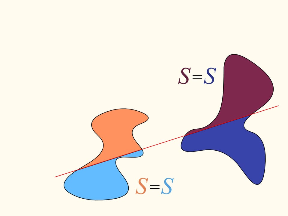 Непрерывность: деление двух областей на равные части