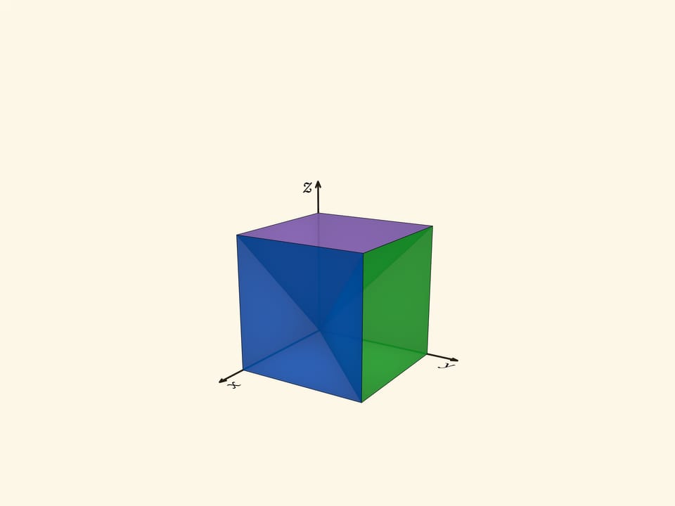 Разбиение куба на три равные пирамиды
